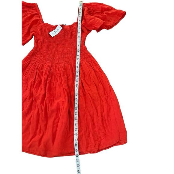 VELVET Graham & Spencer Red Guaze Dress ESME Off Shoulder Small NWT $268 ShiftXS - Picture 6 of 11